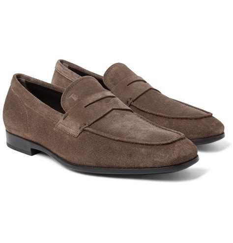 Suede penny loafers in brown 